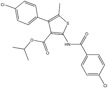 isopropyl 2-[(4-chlorobenzoyl)amino]-4-(4-chlorophenyl)-5-methyl-3-thiophenecarboxylate Struktur