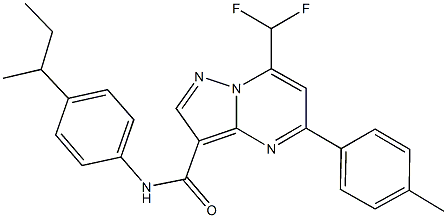 N-(4-sec-butylphenyl)-7-(difluoromethyl)-5-(4-methylphenyl)pyrazolo[1,5-a]pyrimidine-3-carboxamide Struktur