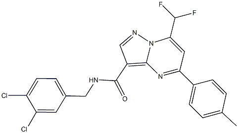 N-(3,4-dichlorobenzyl)-7-(difluoromethyl)-5-(4-methylphenyl)pyrazolo[1,5-a]pyrimidine-3-carboxamide Struktur