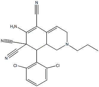 6-amino-8-(2,6-dichlorophenyl)-2-propyl-2,3,8,8a-tetrahydroisoquinoline-5,7,7(1H)-tricarbonitrile Struktur