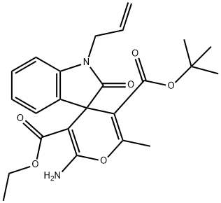 3-ethyl 5-tert-butyl 1'-allyl-2-amino-1',3'-dihydro-6-methyl-2'-oxospiro[4H-pyran-4,3'-(2'H)-indole]-3,5-dicarboxylate Struktur