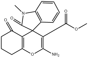 methyl 2-amino-1'-methyl-2',5-dioxo-1',3',5,6,7,8-hexahydro-spiro[4H-chromene-4,3'-(2'H)-indole]-3-carboxylate Struktur