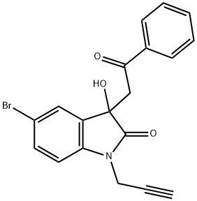 5-bromo-3-hydroxy-3-(2-oxo-2-phenylethyl)-1-(2-propynyl)-1,3-dihydro-2H-indol-2-one Struktur