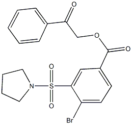 2-oxo-2-phenylethyl 4-bromo-3-(1-pyrrolidinylsulfonyl)benzoate Struktur