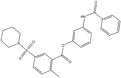 3-(benzoylamino)phenyl 2-methyl-5-(1-piperidinylsulfonyl)benzoate Struktur