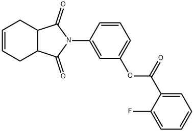 3-(1,3-dioxo-1,3,3a,4,7,7a-hexahydro-2H-isoindol-2-yl)phenyl 2-fluorobenzoate Struktur