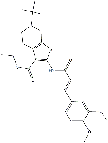 ethyl 6-tert-butyl-2-{[3-(3,4-dimethoxyphenyl)acryloyl]amino}-4,5,6,7-tetrahydro-1-benzothiophene-3-carboxylate Struktur