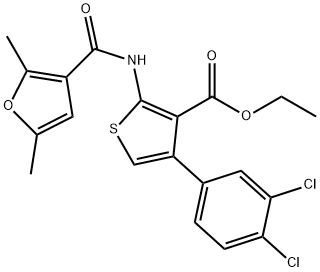 ethyl 4-(3,4-dichlorophenyl)-2-[(2,5-dimethyl-3-furoyl)amino]-3-thiophenecarboxylate Struktur