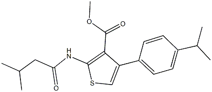 methyl 4-(4-isopropylphenyl)-2-[(3-methylbutanoyl)amino]-3-thiophenecarboxylate Struktur