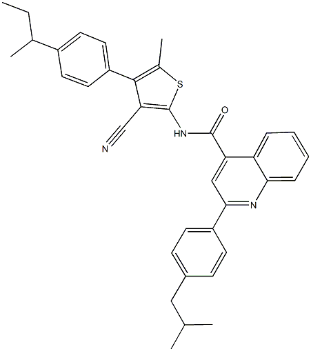 N-[4-(4-sec-butylphenyl)-3-cyano-5-methyl-2-thienyl]-2-(4-isobutylphenyl)-4-quinolinecarboxamide Struktur