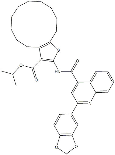 isopropyl 2-({[2-(1,3-benzodioxol-5-yl)-4-quinolinyl]carbonyl}amino)-4,5,6,7,8,9,10,11,12,13-decahydrocyclododeca[b]thiophene-3-carboxylate Struktur