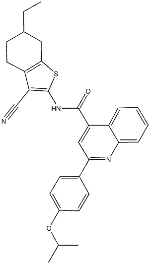 N-(3-cyano-6-ethyl-4,5,6,7-tetrahydro-1-benzothien-2-yl)-2-(4-isopropoxyphenyl)-4-quinolinecarboxamide Struktur