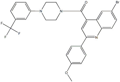 6-bromo-2-(4-methoxyphenyl)-4-({4-[3-(trifluoromethyl)phenyl]-1-piperazinyl}carbonyl)quinoline Struktur