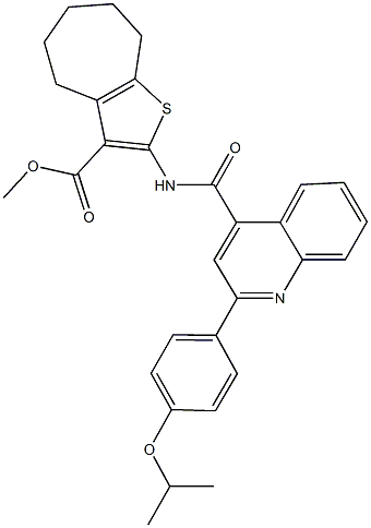 methyl 2-({[2-(4-isopropoxyphenyl)-4-quinolinyl]carbonyl}amino)-5,6,7,8-tetrahydro-4H-cyclohepta[b]thiophene-3-carboxylate Struktur