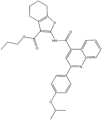 propyl 2-({[2-(4-isopropoxyphenyl)-4-quinolinyl]carbonyl}amino)-4,5,6,7-tetrahydro-1-benzothiophene-3-carboxylate Struktur