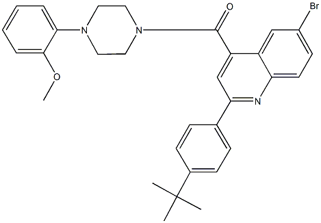 6-bromo-2-(4-tert-butylphenyl)-4-{[4-(2-methoxyphenyl)-1-piperazinyl]carbonyl}quinoline Struktur