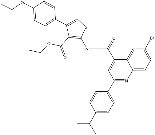 ethyl 2-({[6-bromo-2-(4-isopropylphenyl)-4-quinolinyl]carbonyl}amino)-4-(4-ethoxyphenyl)-3-thiophenecarboxylate Struktur