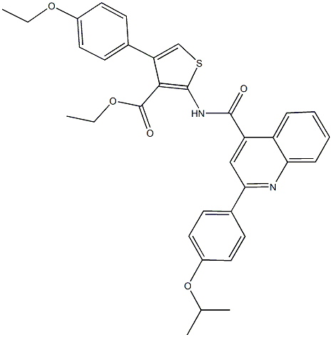 ethyl 4-(4-ethoxyphenyl)-2-({[2-(4-isopropoxyphenyl)-4-quinolinyl]carbonyl}amino)-3-thiophenecarboxylate Struktur