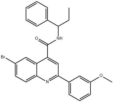 6-bromo-2-(3-methoxyphenyl)-N-(1-phenylpropyl)-4-quinolinecarboxamide Struktur