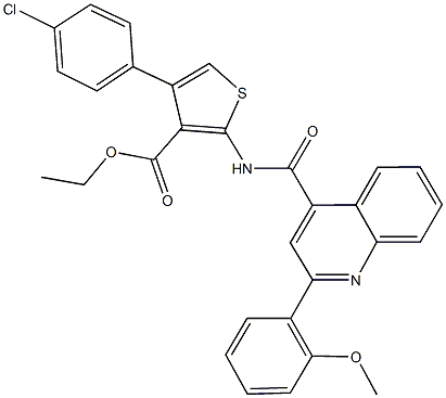 ethyl 4-(4-chlorophenyl)-2-({[2-(2-methoxyphenyl)-4-quinolinyl]carbonyl}amino)-3-thiophenecarboxylate Struktur