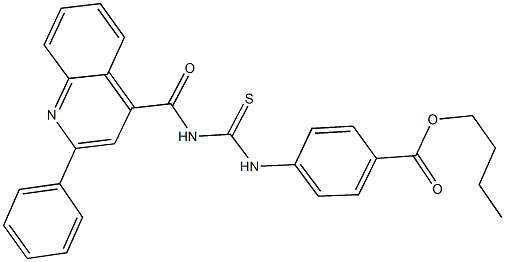 butyl 4-[({[(2-phenyl-4-quinolinyl)carbonyl]amino}carbothioyl)amino]benzoate Struktur