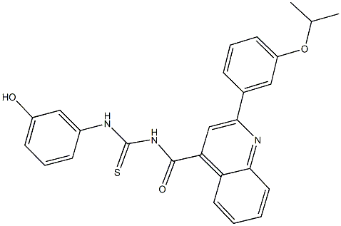 N-(3-hydroxyphenyl)-N'-{[2-(3-isopropoxyphenyl)-4-quinolinyl]carbonyl}thiourea Struktur