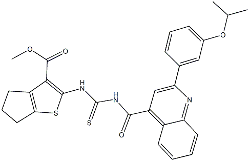 methyl 2-{[({[2-(3-isopropoxyphenyl)-4-quinolinyl]carbonyl}amino)carbothioyl]amino}-5,6-dihydro-4H-cyclopenta[b]thiophene-3-carboxylate Struktur