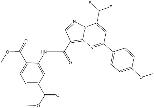 dimethyl 2-({[7-(difluoromethyl)-5-(4-methoxyphenyl)pyrazolo[1,5-a]pyrimidin-3-yl]carbonyl}amino)terephthalate Struktur