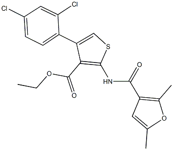 ethyl 4-(2,4-dichlorophenyl)-2-[(2,5-dimethyl-3-furoyl)amino]-3-thiophenecarboxylate Struktur