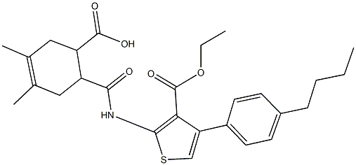 6-({[4-(4-butylphenyl)-3-(ethoxycarbonyl)-2-thienyl]amino}carbonyl)-3,4-dimethyl-3-cyclohexene-1-carboxylic acid Struktur