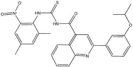 N-{2-nitro-4,6-dimethylphenyl}-N'-{[2-(3-isopropoxyphenyl)-4-quinolinyl]carbonyl}thiourea Struktur