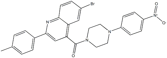 6-bromo-4-[(4-{4-nitrophenyl}-1-piperazinyl)carbonyl]-2-(4-methylphenyl)quinoline Struktur