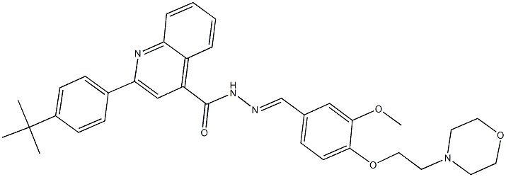 2-(4-tert-butylphenyl)-N'-{3-methoxy-4-[2-(4-morpholinyl)ethoxy]benzylidene}-4-quinolinecarbohydrazide Struktur