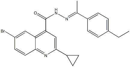 6-bromo-2-cyclopropyl-N'-[1-(4-ethylphenyl)ethylidene]-4-quinolinecarbohydrazide Struktur