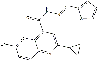 6-bromo-2-cyclopropyl-N'-(2-thienylmethylene)-4-quinolinecarbohydrazide Struktur