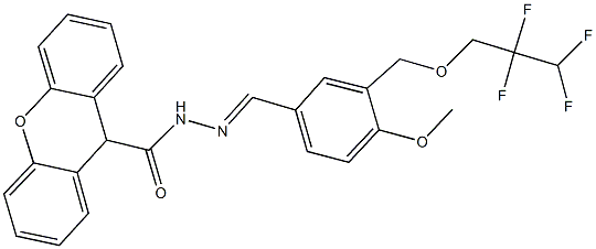 N'-{4-methoxy-3-[(2,2,3,3-tetrafluoropropoxy)methyl]benzylidene}-9H-xanthene-9-carbohydrazide Struktur