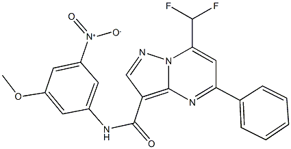 7-(difluoromethyl)-N-{3-nitro-5-methoxyphenyl}-5-phenylpyrazolo[1,5-a]pyrimidine-3-carboxamide Struktur