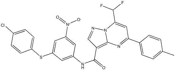 N-{3-[(4-chlorophenyl)sulfanyl]-5-nitrophenyl}-7-(difluoromethyl)-5-(4-methylphenyl)pyrazolo[1,5-a]pyrimidine-3-carboxamide Struktur