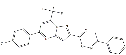 1-phenylethanone O-{[5-(4-chlorophenyl)-7-(trifluoromethyl)pyrazolo[1,5-a]pyrimidin-2-yl]carbonyl}oxime Struktur