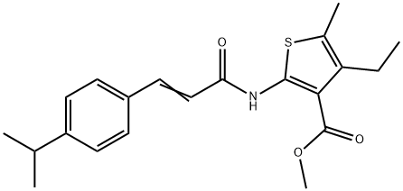 methyl 4-ethyl-2-{[3-(4-isopropylphenyl)acryloyl]amino}-5-methyl-3-thiophenecarboxylate Struktur