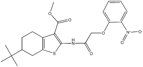 methyl 6-tert-butyl-2-[({2-nitrophenoxy}acetyl)amino]-4,5,6,7-tetrahydro-1-benzothiophene-3-carboxylate Struktur