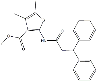 methyl 2-[(3,3-diphenylpropanoyl)amino]-4,5-dimethyl-3-thiophenecarboxylate Struktur