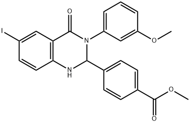 methyl 4-[6-iodo-3-(3-methoxyphenyl)-4-oxo-1,2,3,4-tetrahydro-2-quinazolinyl]benzoate Struktur