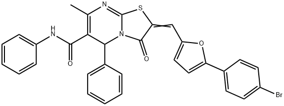 2-{[5-(4-bromophenyl)-2-furyl]methylene}-7-methyl-3-oxo-N,5-diphenyl-2,3-dihydro-5H-[1,3]thiazolo[3,2-a]pyrimidine-6-carboxamide Struktur