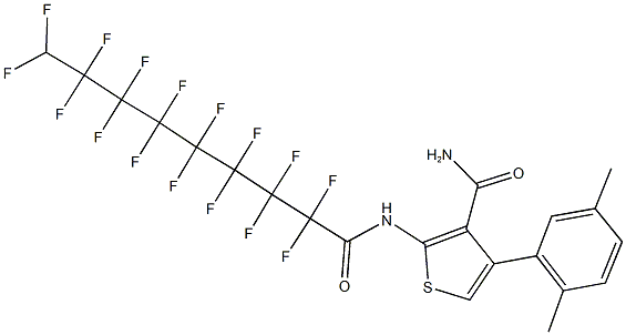 4-(2,5-dimethylphenyl)-2-[(2,2,3,3,4,4,5,5,6,6,7,7,8,8,9,9-hexadecafluorononanoyl)amino]-3-thiophenecarboxamide Struktur