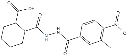 2-[(2-{4-nitro-3-methylbenzoyl}hydrazino)carbonyl]cyclohexanecarboxylic acid Struktur