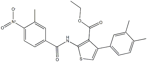 ethyl 4-(3,4-dimethylphenyl)-2-({4-nitro-3-methylbenzoyl}amino)-3-thiophenecarboxylate Struktur