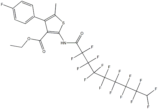 ethyl 4-(4-fluorophenyl)-2-[(2,2,3,3,4,4,5,5,6,6,7,7,8,8,9,9-hexadecafluorononanoyl)amino]-5-methyl-3-thiophenecarboxylate Struktur