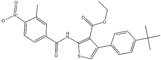 ethyl 4-(4-tert-butylphenyl)-2-({4-nitro-3-methylbenzoyl}amino)-3-thiophenecarboxylate Struktur