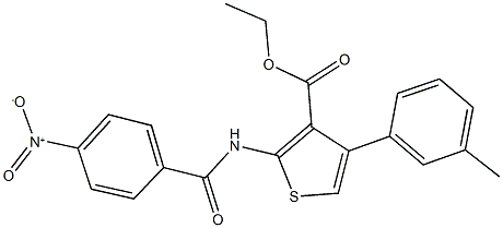 ethyl 2-({4-nitrobenzoyl}amino)-4-(3-methylphenyl)-3-thiophenecarboxylate Struktur